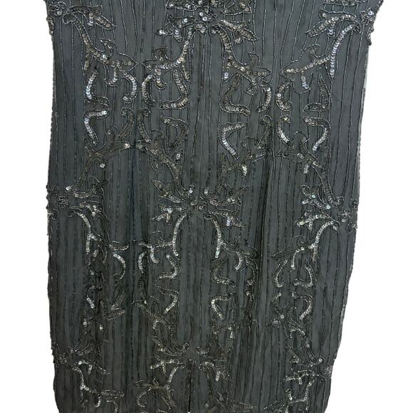 Vintage Papell Boutique Evening Dress Black 8 Sequins Cocktail Party Knee Length - Picture 8 of 9